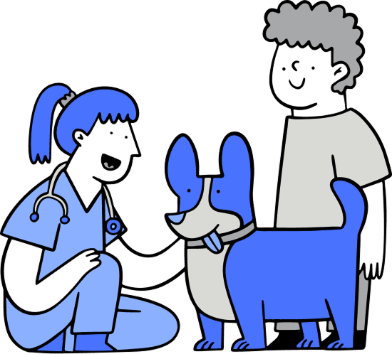 Ilustración Veterinario, mascota y tutor | HeyVet